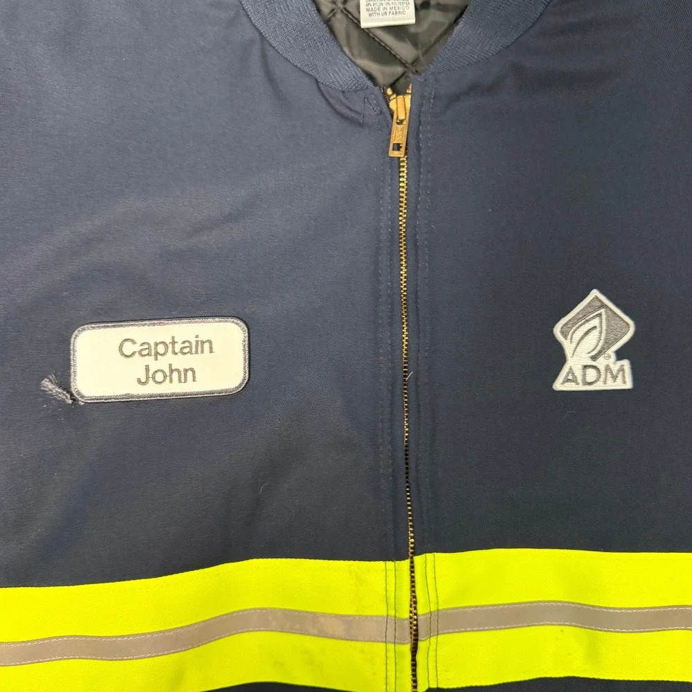 UniWear UniFirst Mens XXL Navy Blue ADM Reflective Safety Work Bomber Jacket